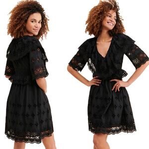 Antik Batik Ally Black Eyelet English Embroidery Ruffle Dress Small Whimsigoth